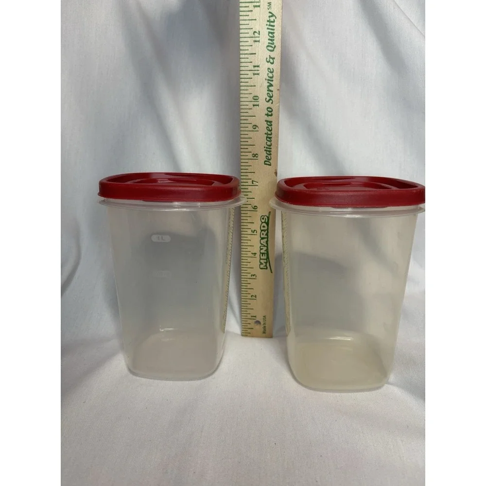 Rubbermaid Storage Container Set 1.2L Rectangular Clear/Red Snap Lid 2pcs‎